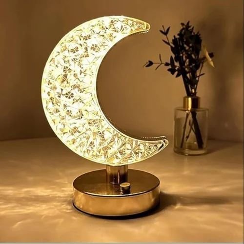Luminous Crescent Crystal Lamp