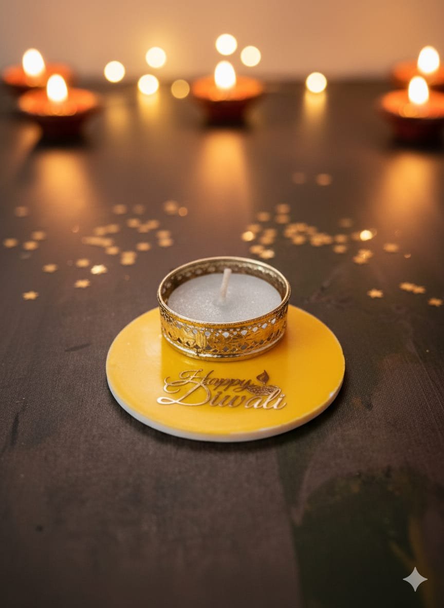 #diwalidecor #happydiwali #tealightholder #diya #diwaligifts #festivedecor #homedecorindia #yellowdecor #goldenhomes #tabledecor #pujaaccessories #laserdesign #handmadediwaligifts #festiveseason #candleholder #indianfestival #celebrationoflights