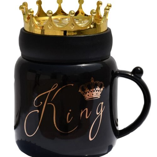 Royal "King" Ceramic Coffee Mug with Golden Crown Lid
