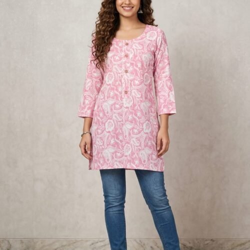 #pinkshortkurti #cottonkurtiforwomen #ethnicwear #casualofficewear #womensictonic #everydayfashion #jaipuriprintkurti #summeroutfit #traditionalwear #collegewearfashion