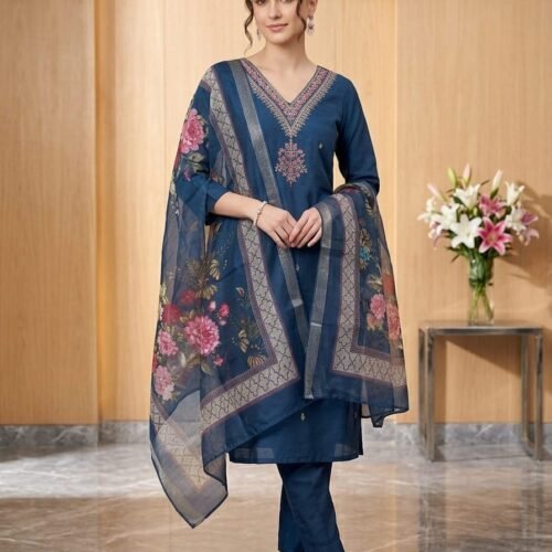 #bluesuitset #ethnicwearindia #designersalwarkameez #embroideredkurta #organzadupatta #festivefashion #womensethnicwear #traditionaloutfit #partywearsuit #elegantindianwear