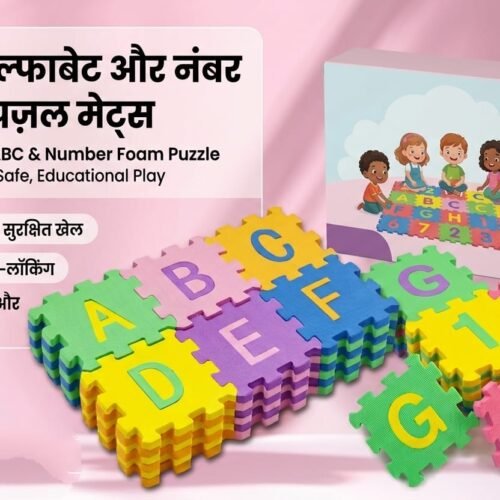 Premium interlocking alphabet and number foam puzzle play mats for kids with colorful letters and numbers